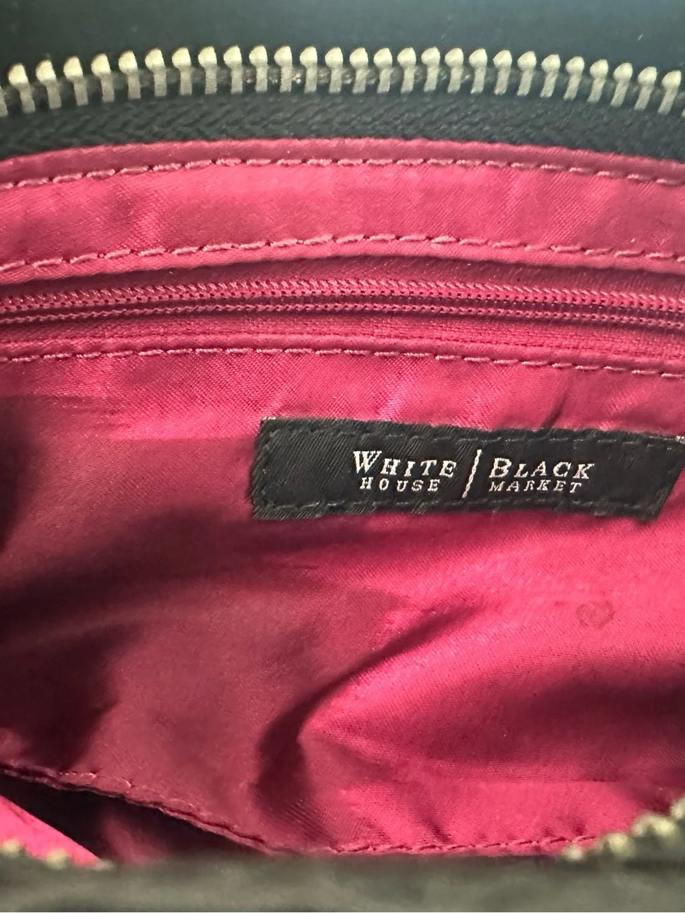 White House Black Market Black Bow-Front Evening Shoulder Bag with Pearl Chain